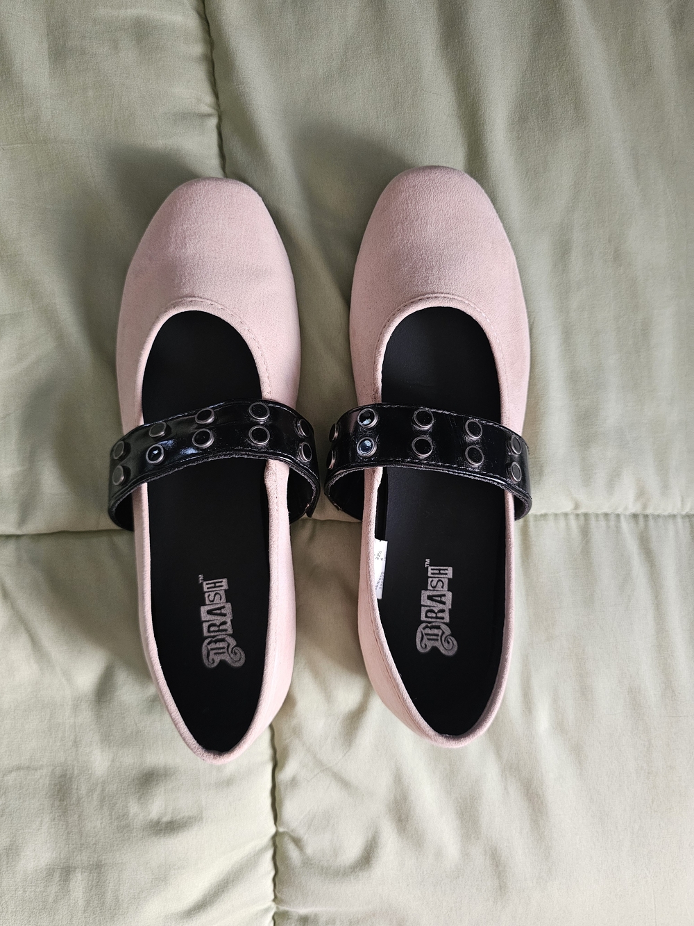 Brash Pink Mary Jane Flats Studded Strap Ballet Shoes Women’s 5.5